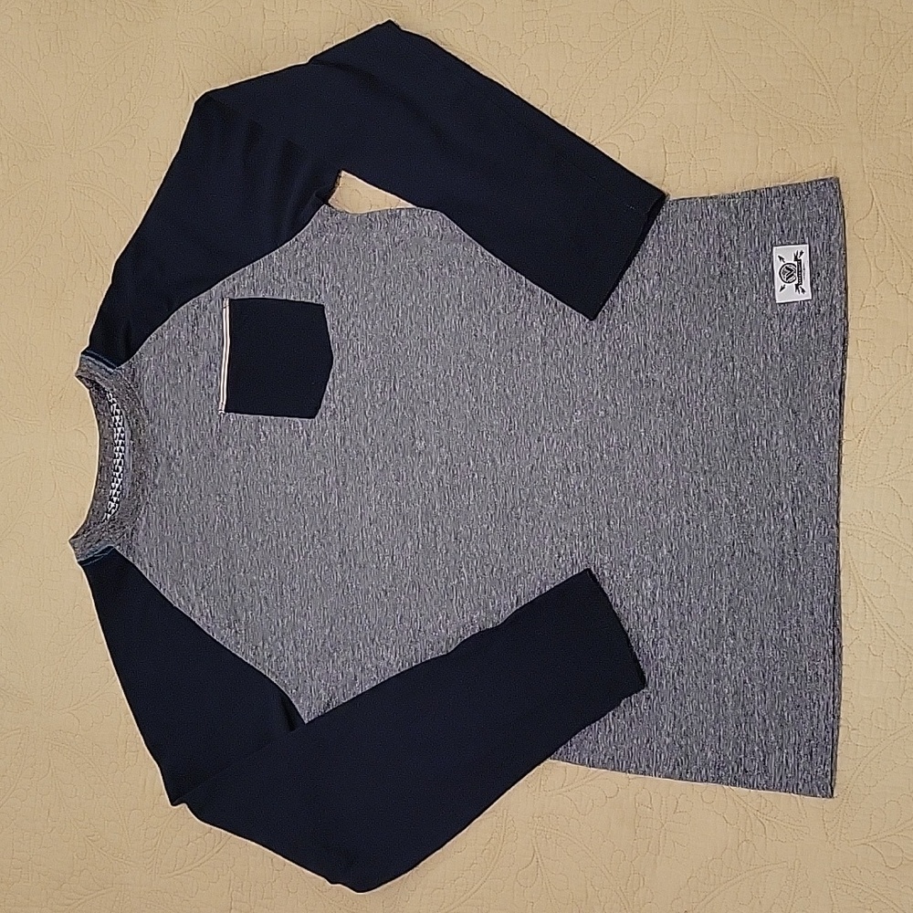 Youth Long Sleeve Shirt. Navy/Grey. Youth XL (16)
